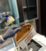 Celine Clutch On Chain Cuir Triomphe In Textile And Calfskin Natural Tan 17Cm - Image 8