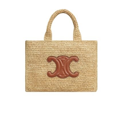 Celine Small Cabas Thais In Raffia And Calfskin Tan 27Cm 116302Ff7 04Lu