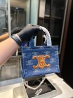 Celine Triomphe Small Cabas Thais In Denim Navy 25Cm 199162Fed 07At - Image 8