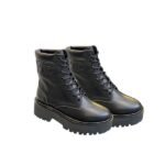 Celine Lace Up Boot With Triomphe Celine Bulky In Calfskin Black