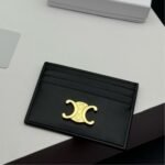 Celine Wallet Triomphe Leather Card Holder Black 10.5cm - Image 2