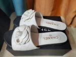 Chanel Camellia Leather Slides White - Image 3