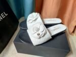 Chanel Camellia Leather Slides White - Image 6