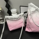 Chanel 22 Mini Handbag in Patent Gradient Calfskin Pink 20cm - Image 3