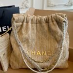 Chanel 22 Straw Gold Tone Metal Bag 35cm - Image 8