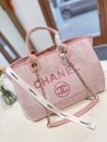 Chanel Deauville Shopping Tote Bag Tweed Pink 37cm - Image 2