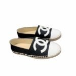 Chanel Cc Espadrilles Slip On White Black