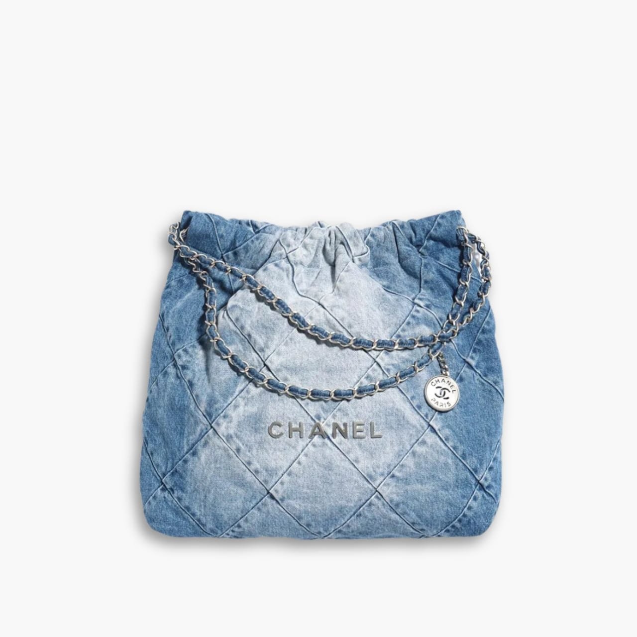 CNB198.jpg Chanel 22 Handbag Washed Denim Light Blue 41cm AS3261 B10439 NM981 - Image 1