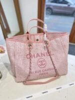Chanel Deauville Shopping Tote Bag Tweed Pink 37cm - Image 4