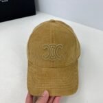 Celine Triomphe Baseball Cap In Corduroy Caramel - Image 2