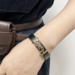 Saint Laurent Ysl Opyum Leather Bracelet Black - Image 7