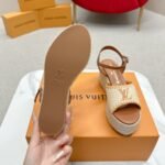 Louis Vuitton Helios Wedge Sandal Raffia Brown - Image 6