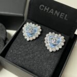 Chanel Heart Motif And Crystal Earrings In Blue - Image 2