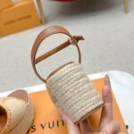Louis Vuitton Helios Wedge Sandal Raffia Brown - Image 5