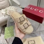 Gucci Women’s Slide Sandal Oatmeal 816380 Aaduo 9511 - Image 2