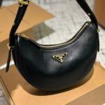 Prada Arched Leather Shoulder Bag Black 23cm 1BC194VOOOASK - Image 3