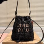 Miumiu Woven Fabric Mini Bag Black 22Cm 5Nd016 2Do1 F0889 - Image 2