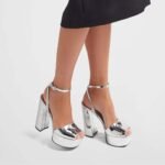 Prada Metallic Leather Platform Sandals In Silver 1XP48B 3AU1 F0118 F 135 - Image 7