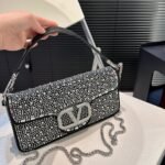 Valentino Garavani Locò Shoulder Bag With Rhinestones Black 28Cm - Image 2
