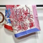 Gucci Floral Print Silk Square Scarf In Blue And Red 90Cm - Image 2