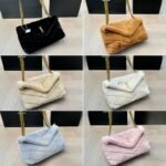 Saint Laurent Loulou Shearling Puffer Bag Black 28cm - Image 3