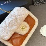 Chanel Flap Bag Shearling Lambskin Brown 18cm AS5149 B18194 NZW48 - Image 4