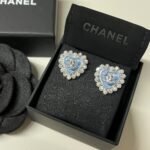 Chanel Heart Motif And Crystal Earrings In Blue - Image 4