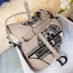 Dior Saddle Bag Union Motif Beige Jute 25cm - Image 3
