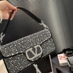 Valentino Garavani Locò Shoulder Bag With Rhinestones Black 28Cm - Image 3