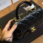Chanel Matelasse Top Handle Bag Black 21cm - Image 3