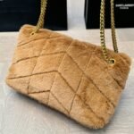 Saint Laurent Loulou Shearling Puffer Bag Brown 28cm P00589743 - Image 4