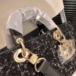 Dior Medium Lady D Joy Bag Tweed Black 26cm - Image 4