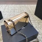 Chanel Quilted Hammered Metal Mini Classic Flap Evening Box Bag Gold 18cm - Image 5