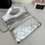 Chanel Small 31 Metallic Crumpled Pouch Bag Silver 24cm - Image 3