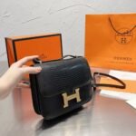 Hermes Lizard Constance Mini Shoulder Bag Black 20cm - Image 5