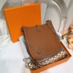 Hermes Mini Evelyne Bag Dark Brown 17cm - Image 5