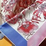 Gucci Floral Print Silk Square Scarf In Blue And Red 90Cm - Image 3