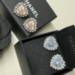 Chanel Heart Motif And Crystal Earrings In Blue - Image 6