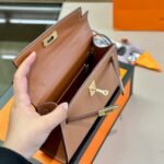 Hermes Kelly Mini Epsom Handbag Brown 19cm - Image 6