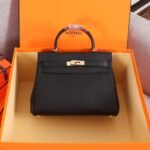 Hermes Kelly Togo Handbag Black 25cm - Image 6