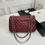 Chanel Classic Double Flap Bag Plum Red 25cm - Image 6