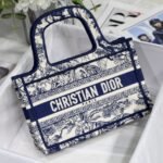 Dior Mini Dior Book Tote Blue Toile de Jouy Embroidery 23cm - Image 6