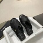 Chanel CC Logo Criss Cross Slides Black - Image 3