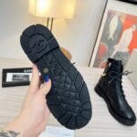 Chanel Quilted Leather Lace Up Combat Boots Black - Image 4