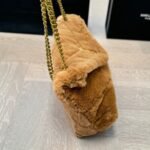 Saint Laurent Loulou Shearling Puffer Bag Brown 28cm P00589743 - Image 7