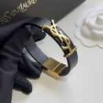 Saint Laurent Ysl Opyum Leather Bracelet Black - Image 4
