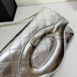 Chanel Small 31 Metallic Crumpled Pouch Bag Silver 24cm - Image 5
