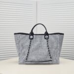 Chanel Large Deauville Tote Bag Bicolor Gray 40cm - Image 8