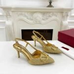 Valentino Garavani Vlogo Slingback Pumps In Gold - Image 5