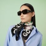 Gucci Floral Print Silk Scarf In Ivory In Black And White 90Cm 7438763G0019260 - Image 6